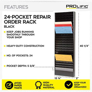 PROLific Automotive Products Repair Order Rack - 24 Pocket, Heavy-duty Construction - Black