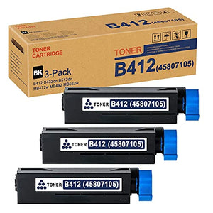 B412 45807105 Toner Cartridge (Black,3 Pack) Replacement for OKI B412 B432dn B512dn MB472w MB492 MB562w Toner Kit Printer