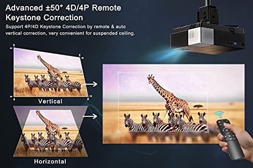 Projector, BOSNAS 8000 Lux Home Video Projectors, 1920×1080P, Support 300" Screen Playing with Hi-Fi Speakers and 4-D Keystone Correction, Compatible with TV Stick/Phone/Laptop/DVD Player/PS4