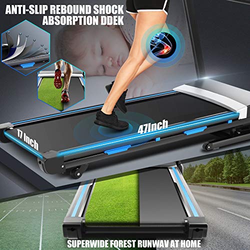 ANCHEER ET970 Treadmill, 3.25 HP Treadmill with 15% Automatic Incline, Folding Exercise Treadmill with APP & Bluetooth Audio Speakers, 300 LBS Capacity (Light Black)
