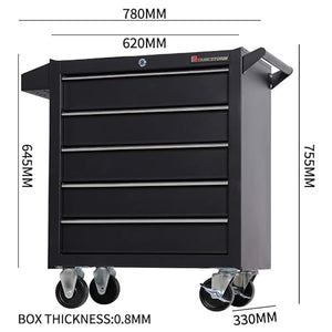 TANKSTORM Heavy Duty Steel Rolling Tool Box 5 Drawer Cart (TZ35P-B)