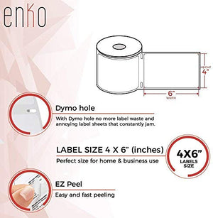 enKo Dymo 4XL Labels 4 x 6" 1744907 Compatible for Dymo Labelwriter 4XL Shipping Label Thermal Printer (50 Rolls, 11,000 Labels)