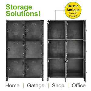 Allspace 6 Door Steel Storage Locker with Dark Weathered Finish - Vintage Industrial Design
