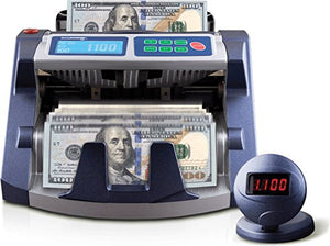 AccuBANKER AB1100PLUS UV Commercial Digital Bill Counter Hopper Capacity 200 Bills & Speed of 1,300 Bills/min Money Counter Machine Includes Reliable Counterfeit Detector Ultraviolet