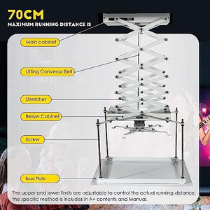 CGOLDENWALL Electric Projector Lift Ceiling Hanger Mount with Wireless Remote (Customizable) - 0.7 M Running Distance