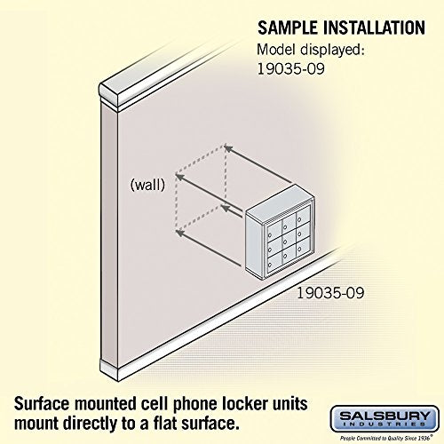 Salsbury Industries 19035-09ASK Cell Phone-3 Unit Surface Mounted-Master Keyed Locks with 5-Inch Diameter Compartments, Aluminum