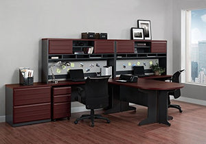 Ameriwood Home Pursuit U-Shaped Desk with Hutch Bundle, Cherry