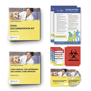 2022 OSHA Package for Veterinary Offices Including Regulations and Standards Manual (hardcopy) + Safety Policies and Forms (hardcopy and CD) + Training Outline + Test + Resource CD + Posters + Labels