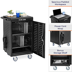 Stand Steady 4-Pack Line Leader 30 Unit Mobile Charging Cart with Locking Cabinets | UL Safety-Certified Charging Station for 30 Tablets, Laptops, or Chromebooks