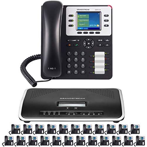 MM MISSION MACHINES Business Phone System by Grandstream: Enhanced Pack with Auto Attendant, Voicemail, Extensions, Call Recording & Free Service for 1 Year (20 Phone Bundle)
