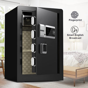 Fulocseny Fingerprint Safe Box 1.97 Cub Security Home Safe with Fireproof Waterproof Bag, with Digital Touch Screen and English Voice Broadcast, for Home Hotel Office