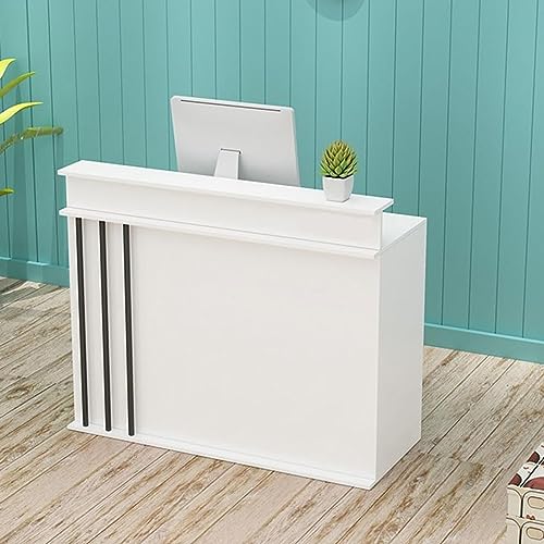 Reception Desk Counter Cashier Counter, Computer Desk with Locker, Wooden Black 140 * 50 * 100CM