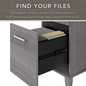 Bush Furniture UrbanPro 72W Office Desk with Drawers and Hutch in Gray - Engineered Wood