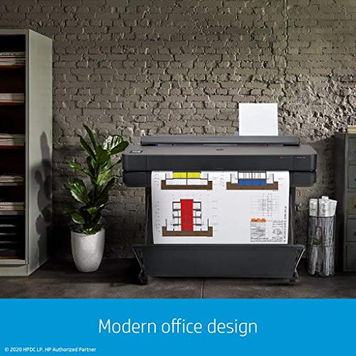 HP DesignJet T650 Large Format Wireless Plotter Printer - 36" (5HB10A), with Standard Genuine Ink Cartridges (4 Inks) - Bundle