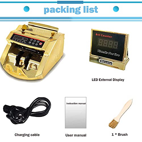 Gold Money Counter Machine with UV/MG/IR Counterfeit Detection & Bill Counting Portable Bill Counting with LED External Display Fast Counting Speed 1000 Bills a Minute