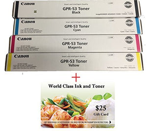 WCI© Best Value Pack® of All (4) Genuine Original Canon Brand GPR-53 Toner Cartridges. (1 each of Black/Cyan/Magenta/Yellow) for: Canon ImageRunner Advance C3325/C3325i/C3330/C3330i.