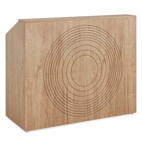 Tribesigns Modern Reception Desk with Counter, 47 inch Oak - Ideal for Checkout, Lobby, Beauty Salon