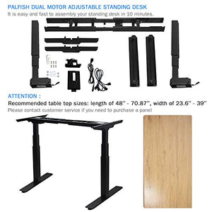 PALFISH Electric Standing Desk Frame with Dual Motor - 3-Stage Steel Legs Height Adjustable Standing Desk, Home Office Workstation Sit Stand Desk (Frame Only), Black