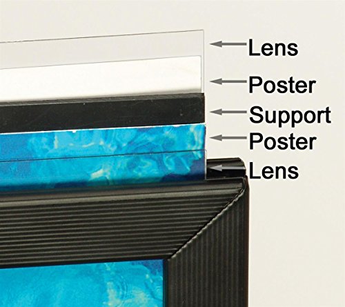 Sign Holder Stand for Floor with Top-Loading Design, Includes 2 Non-Glare Lenses for Double-Sided Presentations, Poster Frame Display Fixture for 22" x 28" Graphics, Black, Aluminum