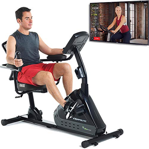 Exerpeutic 5000 Magnetic Recumbent with Airsoft seat and Bluetooth MyCloudFitness App, Black and Grey