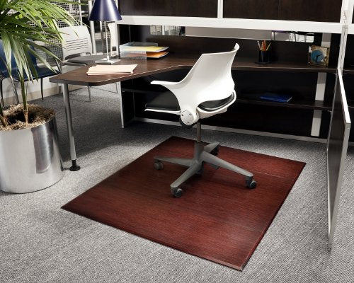 Anji Mountain AMB0500-1009 Bamboo Tri-fold Chair Mat Without Lip, Dark Cherry, 47 x 60, 12mm Thick