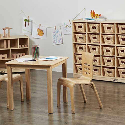 ECR4Kids Birch 30 Cubby Tray Cabinet, Kids Toy Storage Organizer with Rolling Casters, Hardwood Mobile Storage Cabinet for Classroom, Preschool and Homeschool Supplies