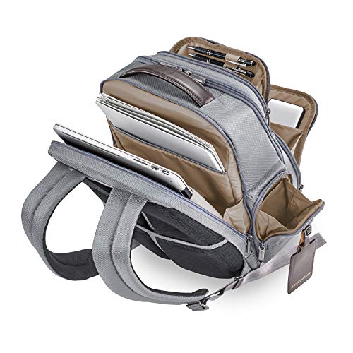 Briggs & Riley @Work Laptop Backpack for women and men. Fits up to 15.6 inch laptop. Business Travel Laptop Backpack with RFID Blocking Pocket, Grey