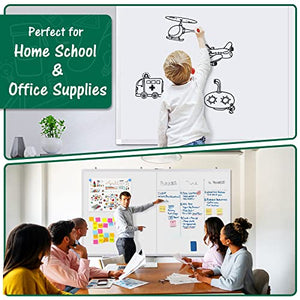 Large Magnetic Whiteboard, maxtek 60 x 48 inches Magnetic Dry Erase Board Foldable with Marker Tray 1 Eraser 3 Markers and 6 Magnets| Wall-Mounted Aluminum Memo White Board for Office Home and School