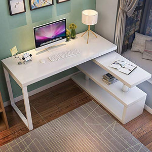 XLO L Shaped Computer Corner Desk, Reversible Home Office Corner Desk with Storage Shelves, for Home Office Study Writing Gaming Wooden Table PC Workstation (Color : White, Size : 100cm/39.37in)