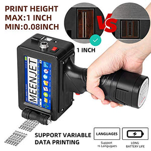 Handheld Printer 1580P2 Printing Height Max 1 Inch Quick-Drying Portable Handheld Inkjet Printer with 3.7 Inch Touch Screen for Barcode/Label/Logo/Variable Code/Variable Data Printing (15 Languages)