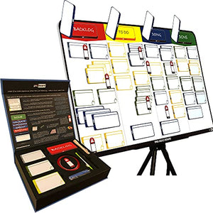 Scrum Board Kit, Kanban Board Kit, Full Combo Agile Kit by pmxboard. Full Kanban Board Magnetic, Scrum Whiteboard Set as Project Planning Board and Project Management Board. Premium Agile Toolset