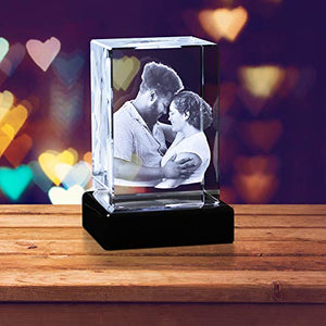 Crystal Impressions 3D Crystal Photo Gift – Includes Lighted LED Base; Custom Photo Engraved Crystal; Personalized Gift for Mom, Birthday, Anniversary, Girlfriend or Boyfriend, Grandma; Gift Box Included