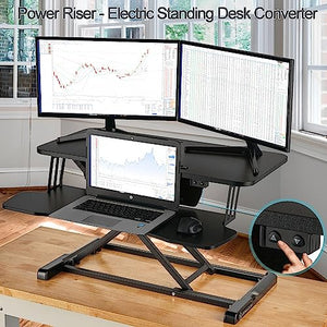 VERSADESK PowerRiser 32 Inch Electric Standing Desk Converter for Dual Monitor, Laptop Workstation - Black