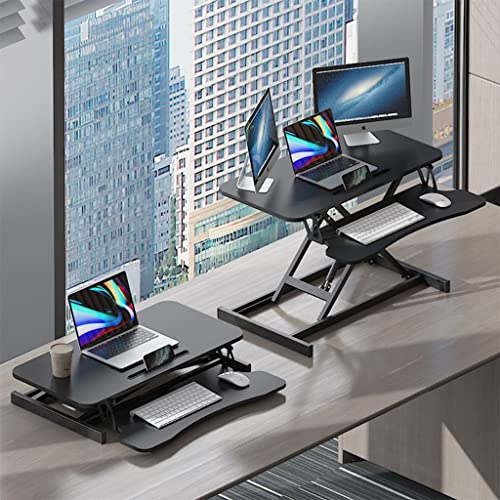 Standing Desk Converter, Height-Adjustable Sit Stand Desktop Riser with Keyboard Tray, Stand-Up Computer Workstation - B 72*63*12