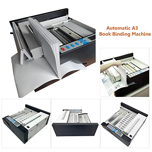 INTSUPERMAI Full-Auto Glue Book Binding Machine A3 Hot Melt Binder with LCD Fault Detection - 110V