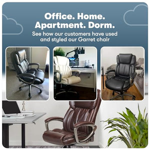 Serta Executive Office Chair with Layered Body Pillows, Waterfall Seat Edge, Bonded Leather - Space Gray