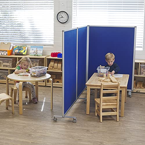 ECR4Kids Mobile Flannel Felt Room Divider and Partition, Double-Sided, Rolling Caster Wheels, Lesson Board, Mobile Wall for Classrooms and Offices, Collapses for Easy Storage, 3-Panel