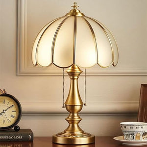 None European Light Luxury Desk Lamp Copper Antique Bedside Lamp