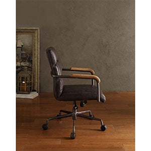 Acme Furniture 92415 Harith Top Grain Leather Office Chair in Antique Ebony