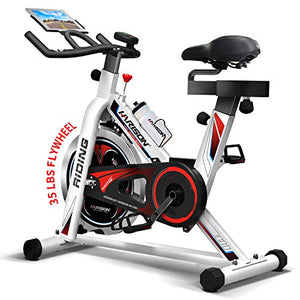 HARISON Exercise Bike Indoor Cycling Bike Belt Driven with iPad Holder 35LBS Flywheel for Home Gym Cardio Workout