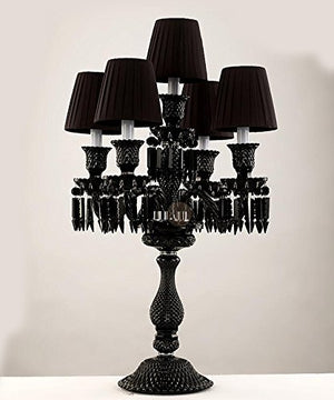 New 18"x20" Glass Crystal Table Lamp Table Light Desk Light Chandelier Color Clear and Black (Black with Lampshade)