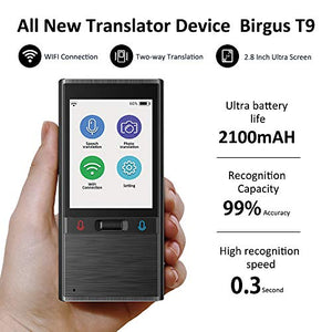 Language Translator Device with Camera Translation Bluetooth Earphones Connection 2.8 Inch Screen Support 106 Languages