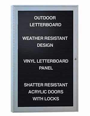 Ghent 3" x 2" 1 Door Outdoor Enclosed Vinyl Letter Board, Black, Satin Aluminum Frame (PA132BX-BK)