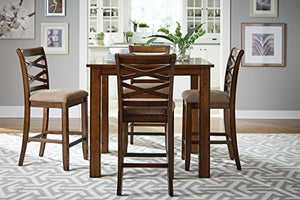 Standard Furniture Redondo Counter Height Table and Four Chairs Set, Cherry Brown
