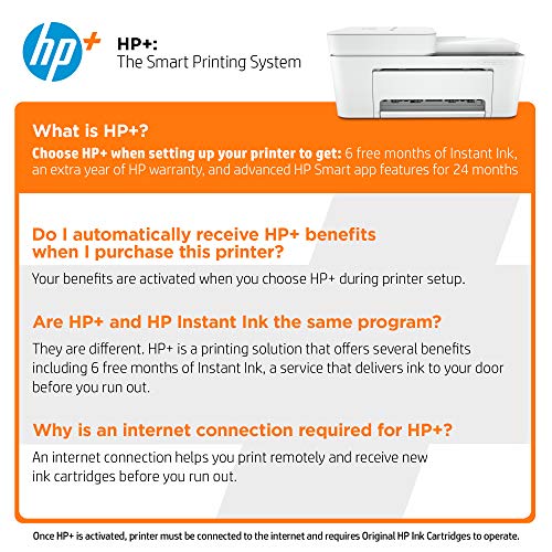 HP DeskJet 4155e All-in-One Wireless Color Printer, with bonus 6 months free Instant Ink with HP+ (26Q90A) , White