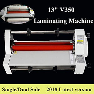 SHZICMY Hot Cold Roll Laminator 110V 13" V350 Digital Display Single&Dual Sided Laminating Machine 4 Rollers BOPP PTE Film (USA Stock)