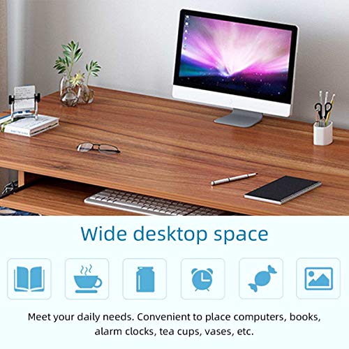 Computer Desk, Study Desk with Bookshelves, Modern Sturdy Writing Desk for Home Office Workstation, for Small Spaces Home Office Workstation (Easy To assemble),White