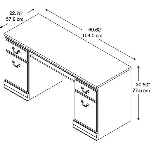 Bush Furniture Birmingham Credenza Desk with Keyboard Tray and Storage in Antique Black