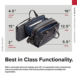 TUMI - Alpha 3 Expandable Organizer Laptop Briefcase - 15 Inch Computer Bag for Men and Women - Anthracite