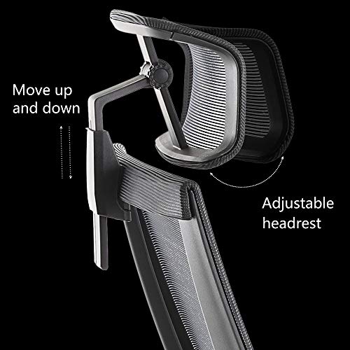 Home Office Swivel Ergonomic Executive Desk Mesh Task Chair High Adjustable with Headrest Footrest (Black)